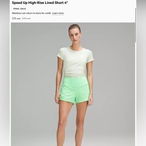 *NEW* Lululemon speed up HR short 4” lined